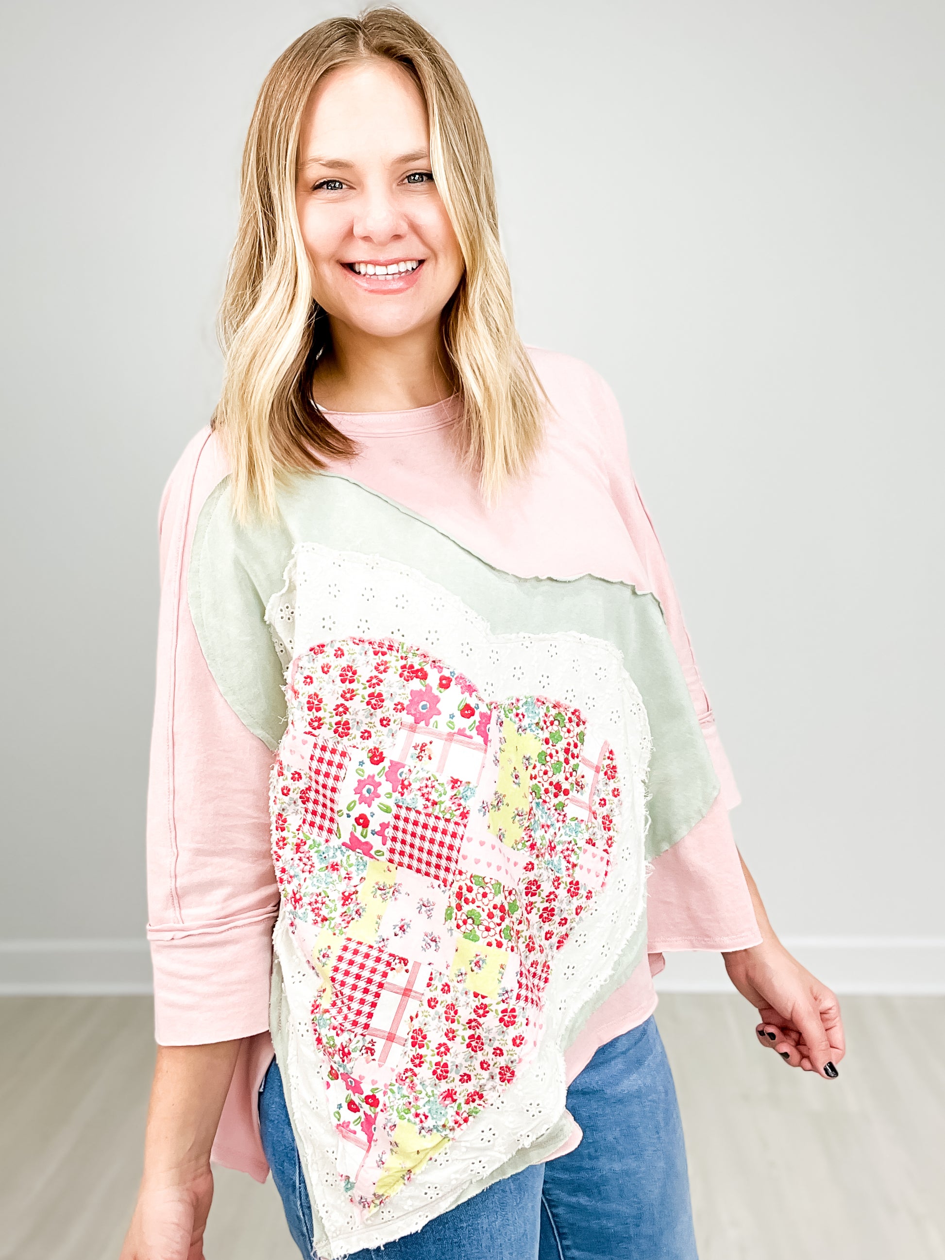 Heart Patch Mineral Washed Knit Top