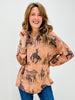 Western Print 1/4 Zip French Terry Pullover