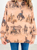 Western Print 1/4 Zip French Terry Pullover