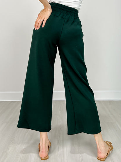 Modal Scuba Cropped Wide Pant in Regency Green
