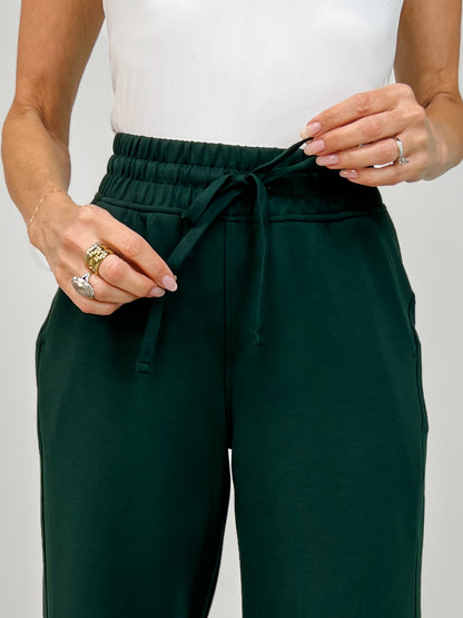 Modal Scuba Cropped Wide Pant in Regency Green