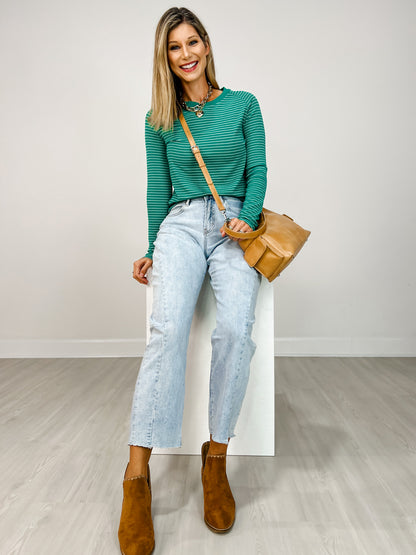 Mica Super High Barrel-leg Detailing Jeans