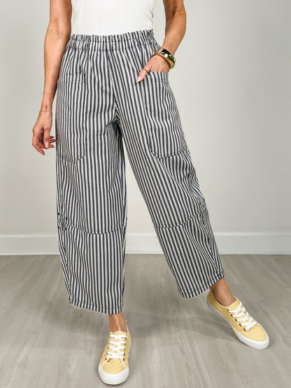 Stripe Pocket Detail Wide Leg Pants