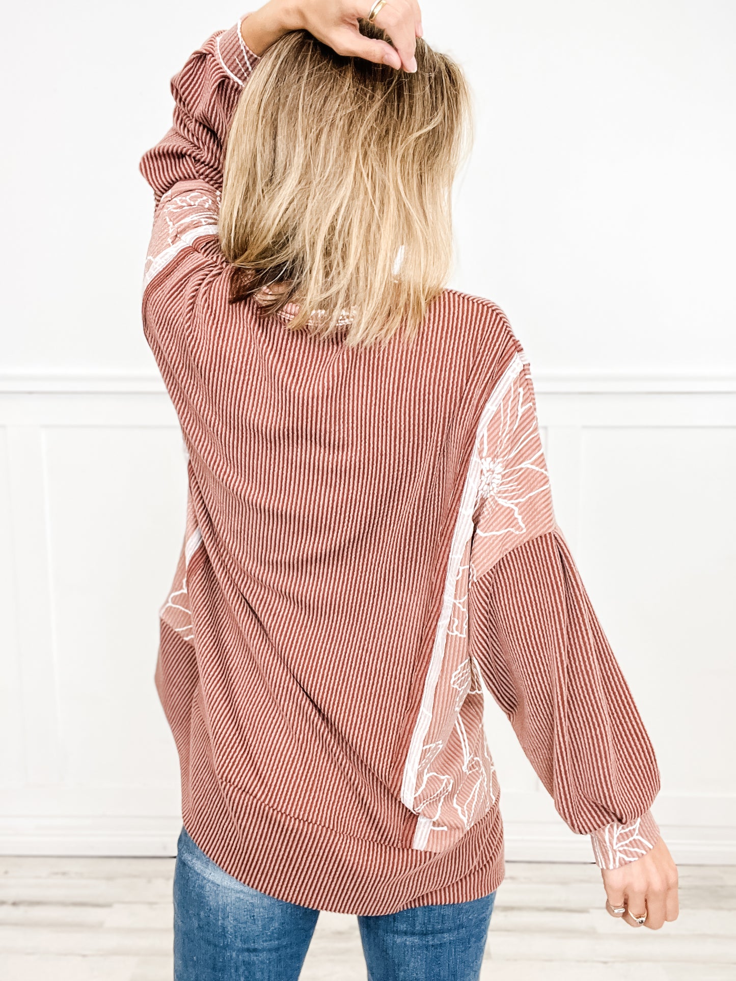 RIbbed Oversized Long Sleeve Tunic Top