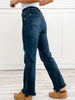 Judy Blue JOURNEY Hi-Rise Button Fly Distressed Hem Straight Denim Jeans