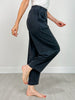 Mineral Washed Pleated Cocoon Pant in Black