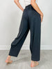 Mineral Washed Pleated Cocoon Pant in Black