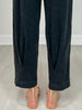 Mineral Washed Pleated Cocoon Pant in Black