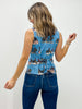 Denim Western Print Woven Vest