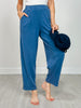 Mineral Washed Pleated Cocoon Pant in Azure Blue
