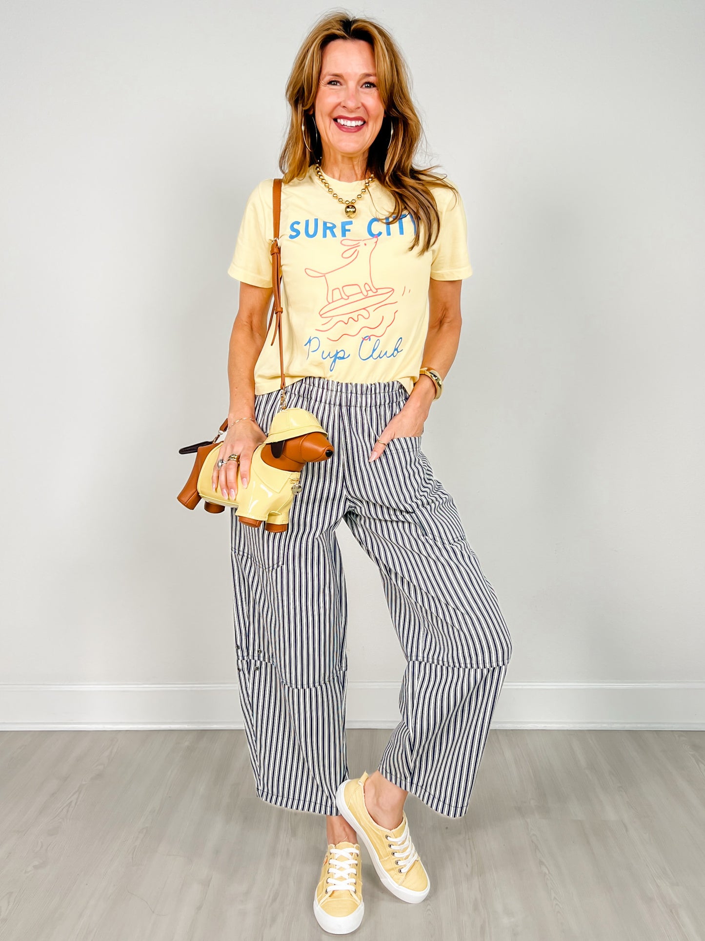 Stripe Pocket Detail Wide Leg Pants