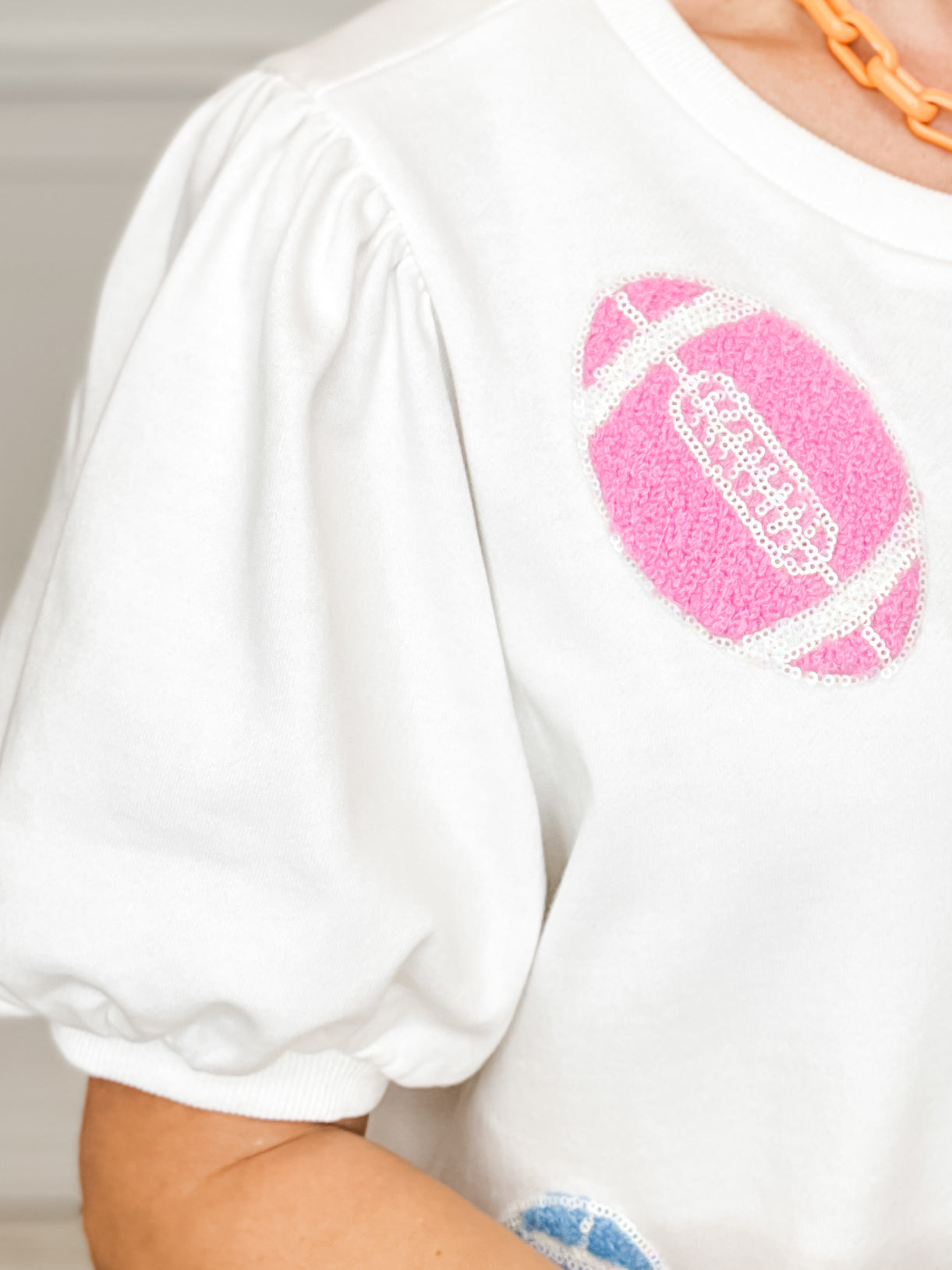 Football Towel&Sequins Embroidery Top