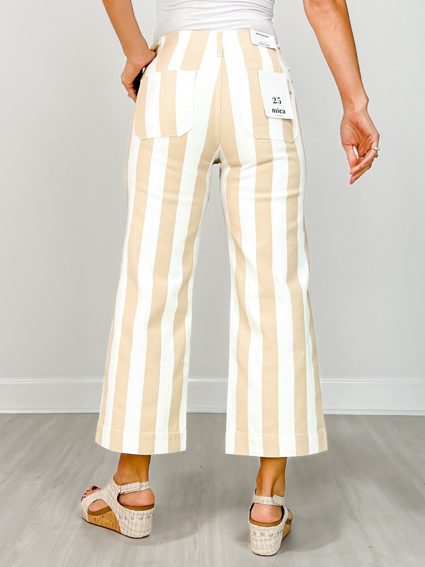 Super High Stripe Cropped Wide Leg