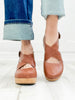 Corkys Case Closed Closed Toe Wedges in Bourbon