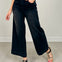 Stretch High Rise Pin Tuck Detail Wide Leg Jean