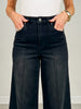 Stretch High Rise Pin Tuck Detail Wide Leg Jean