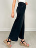 Stretch High Rise Pin Tuck Detail Wide Leg Jean
