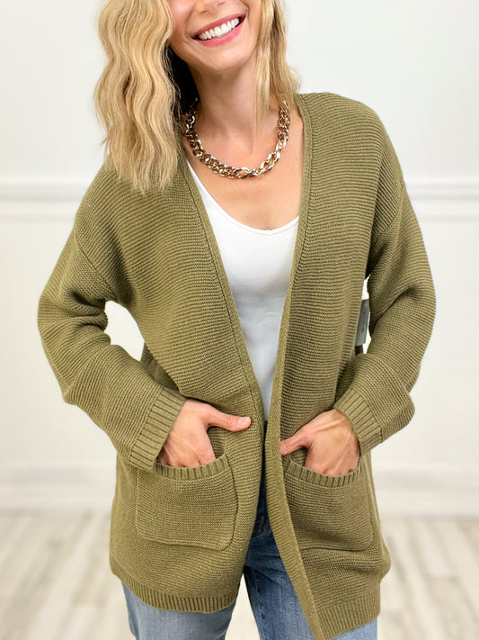 A Dime a Dozen Open Front Soft Sweater Cardigan with Front Pockets