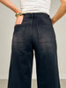 Stretch High Rise Pin Tuck Detail Wide Leg Jean