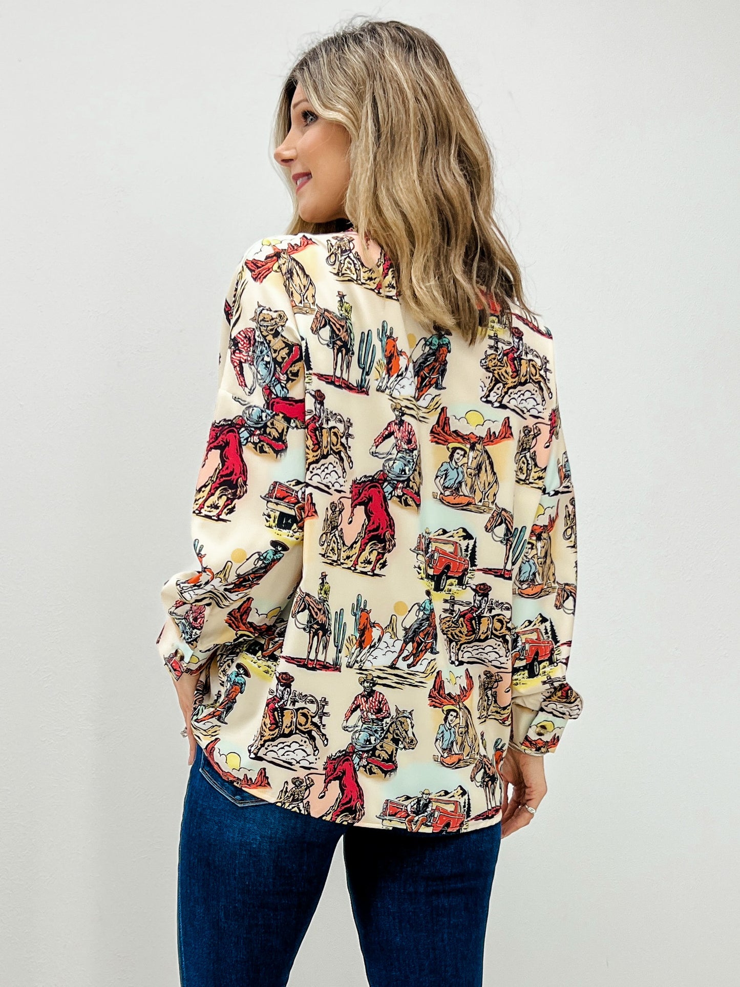 Vintage Western Button-Down Woven Top