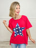 Americana Sequins Over Sized Short Sleeve Star Top