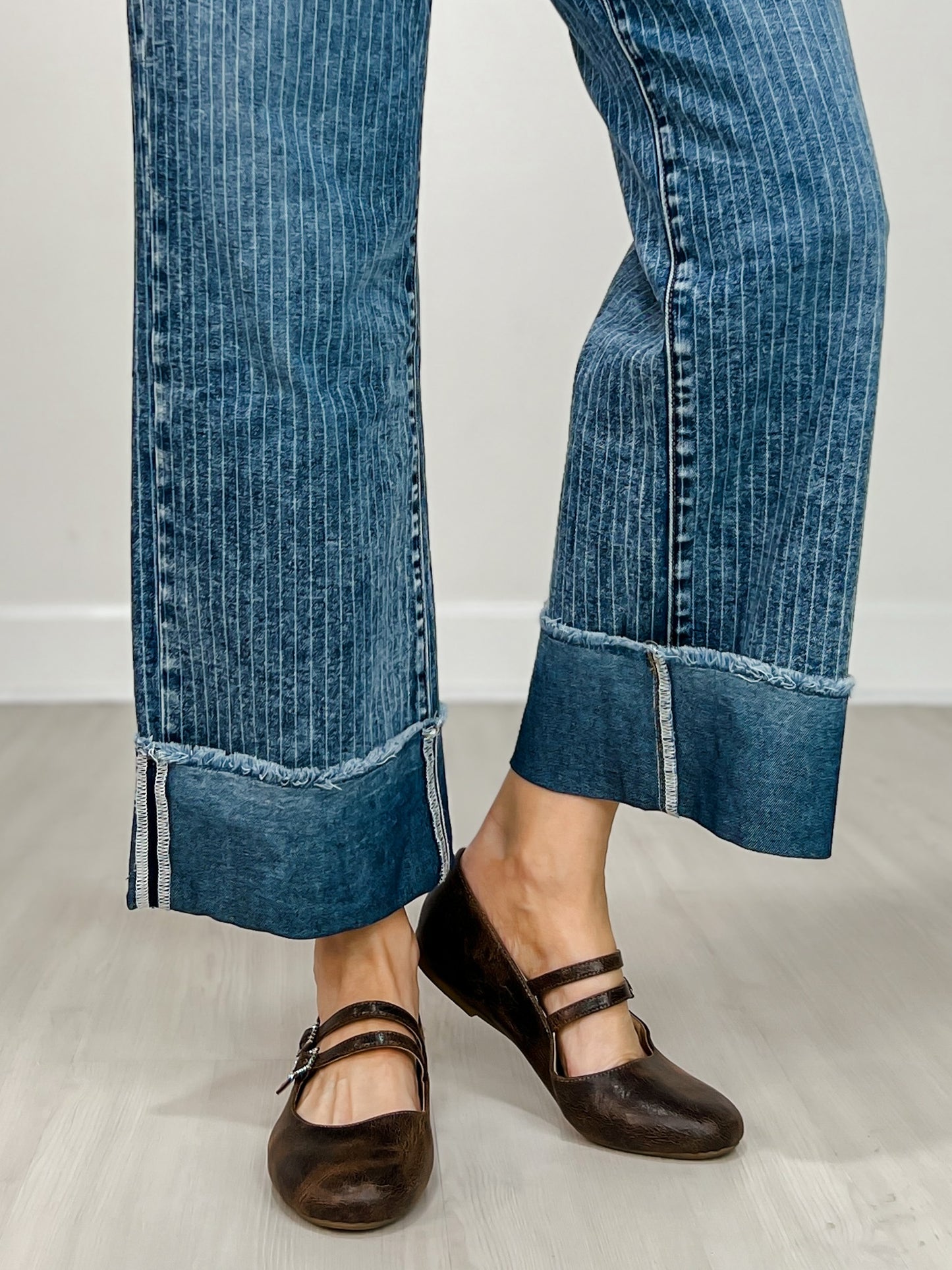 Hint of Blu Relaxed Straight Cuffed Jeans-Canyon Denim