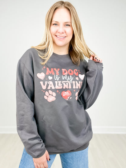My Dog Is My Valentine Rhinestone Graphic Top