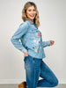 Sketchbook Embroidered Denim Button Down Collared Top