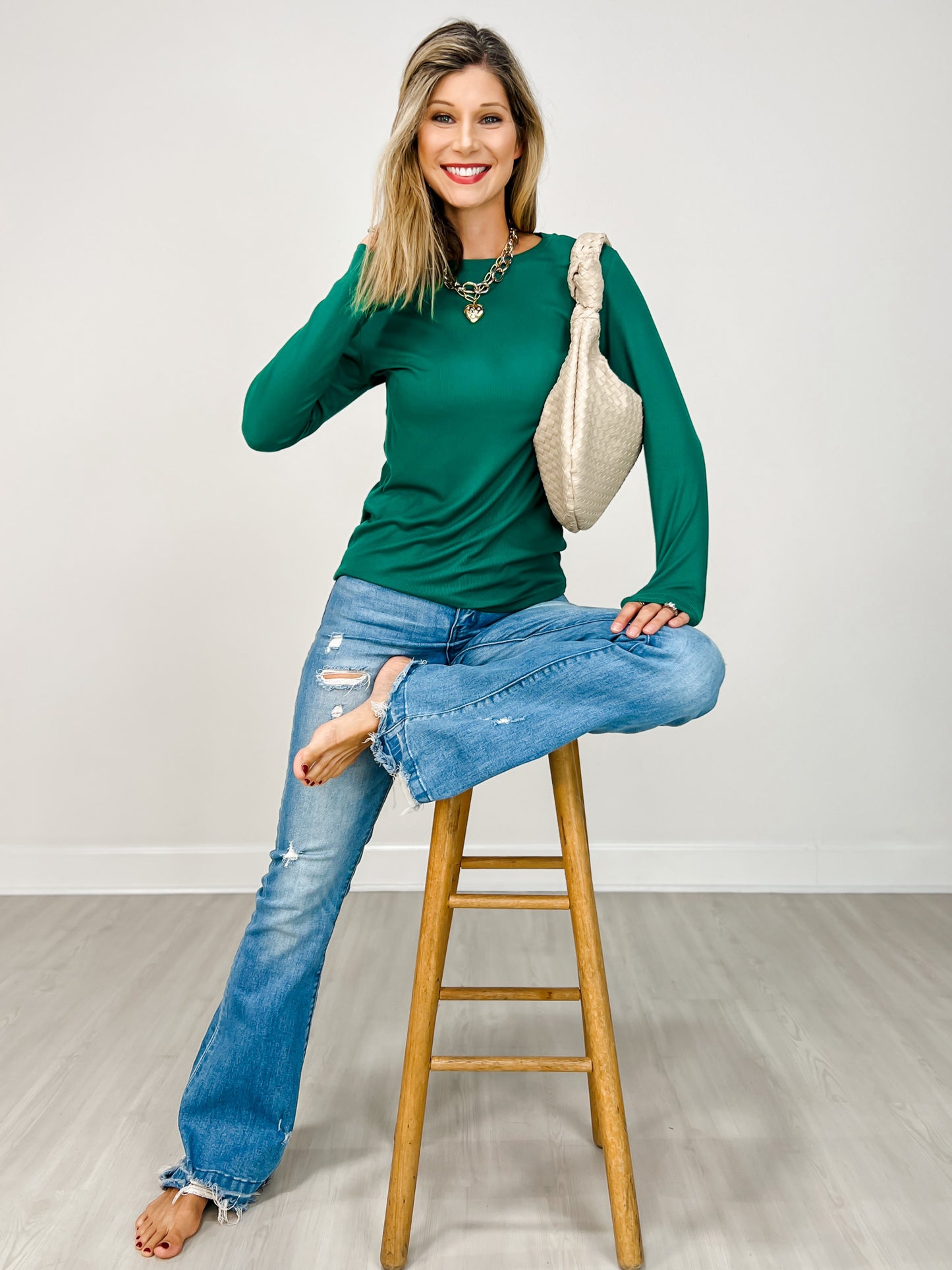The Lucy Long Sleeve Crew Neck - Jewel Tones
