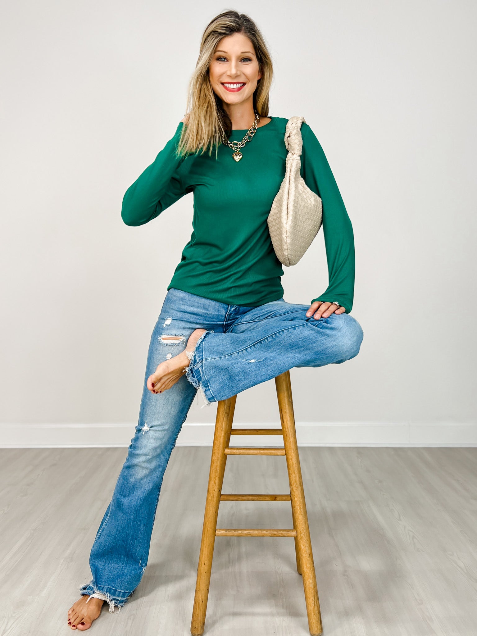The Lucy Long Sleeve Crew Neck - Jewel Tones