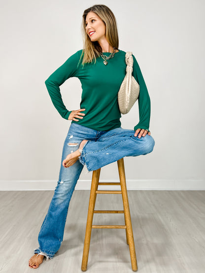 The Lucy Long Sleeve Crew Neck - Jewel Tones