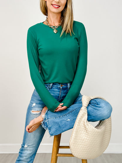 The Lucy Long Sleeve Crew Neck - Jewel Tones