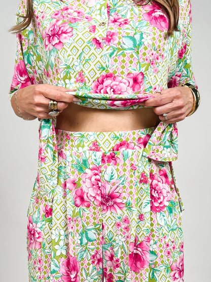 Ocean Tide Short Sleeve Top with Matching Bottoms Set