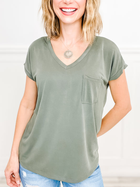 Modal Elegance V-Neck Short Sleeve Top