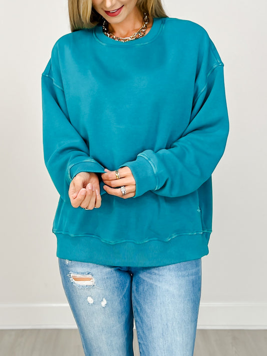 The Eleanor Mineral Wash Fleece Sweatshirt - Jewel Tones
