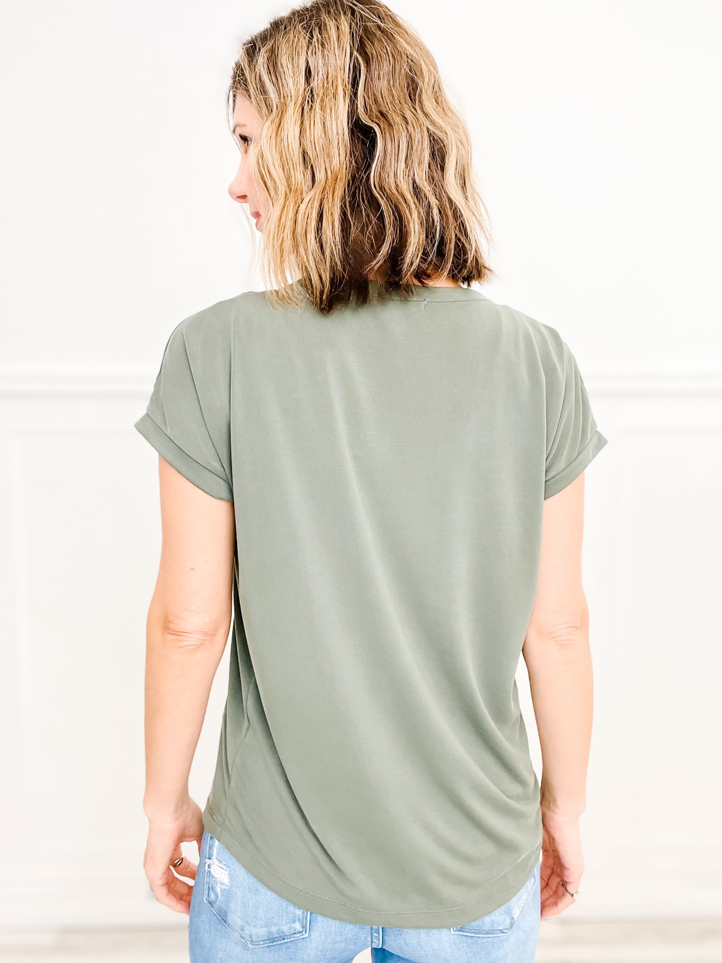 Modal Elegance V-Neck Short Sleeve Top