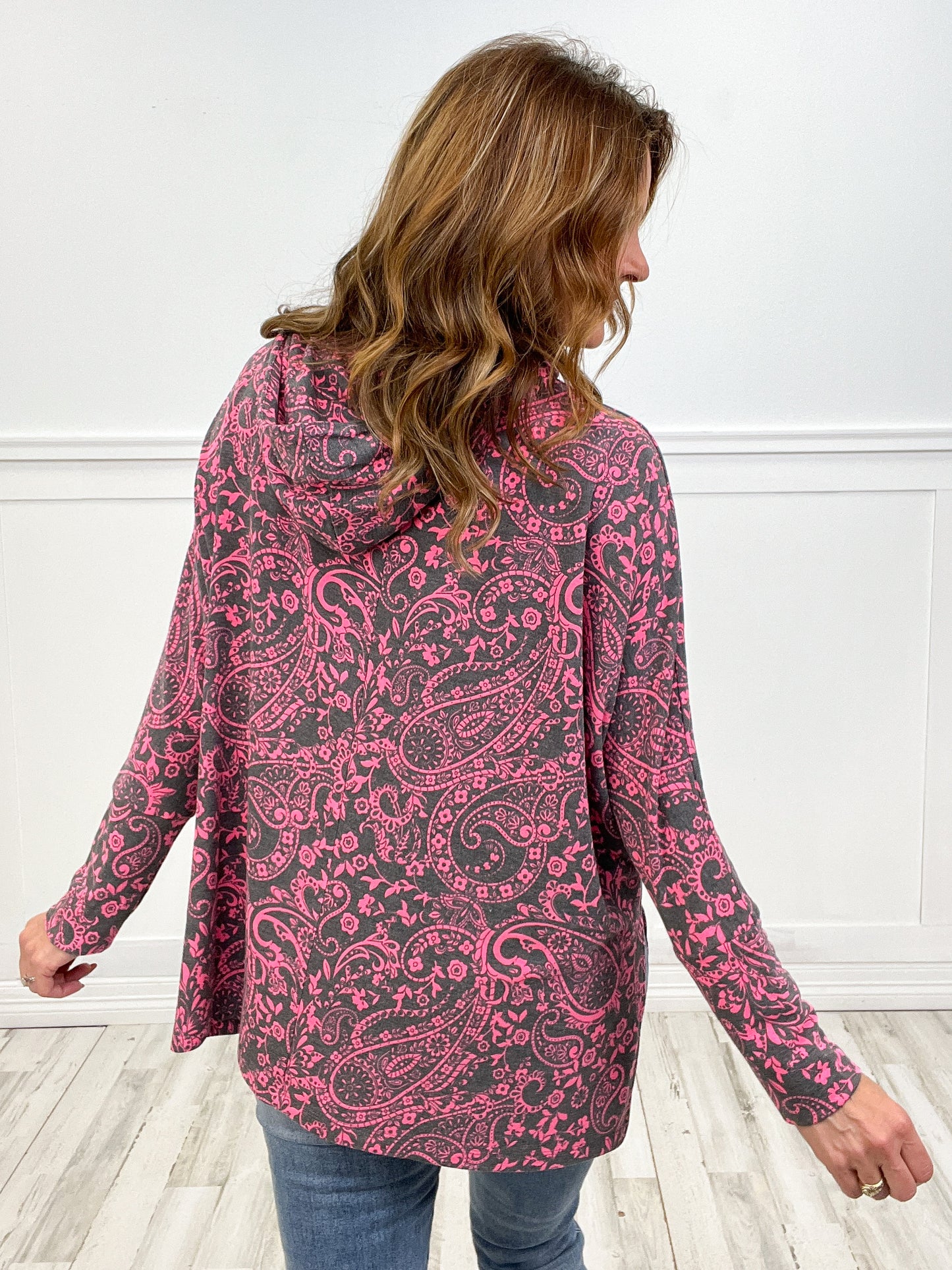 The Lowdown Long Sleeve Patterned Hoodie Top