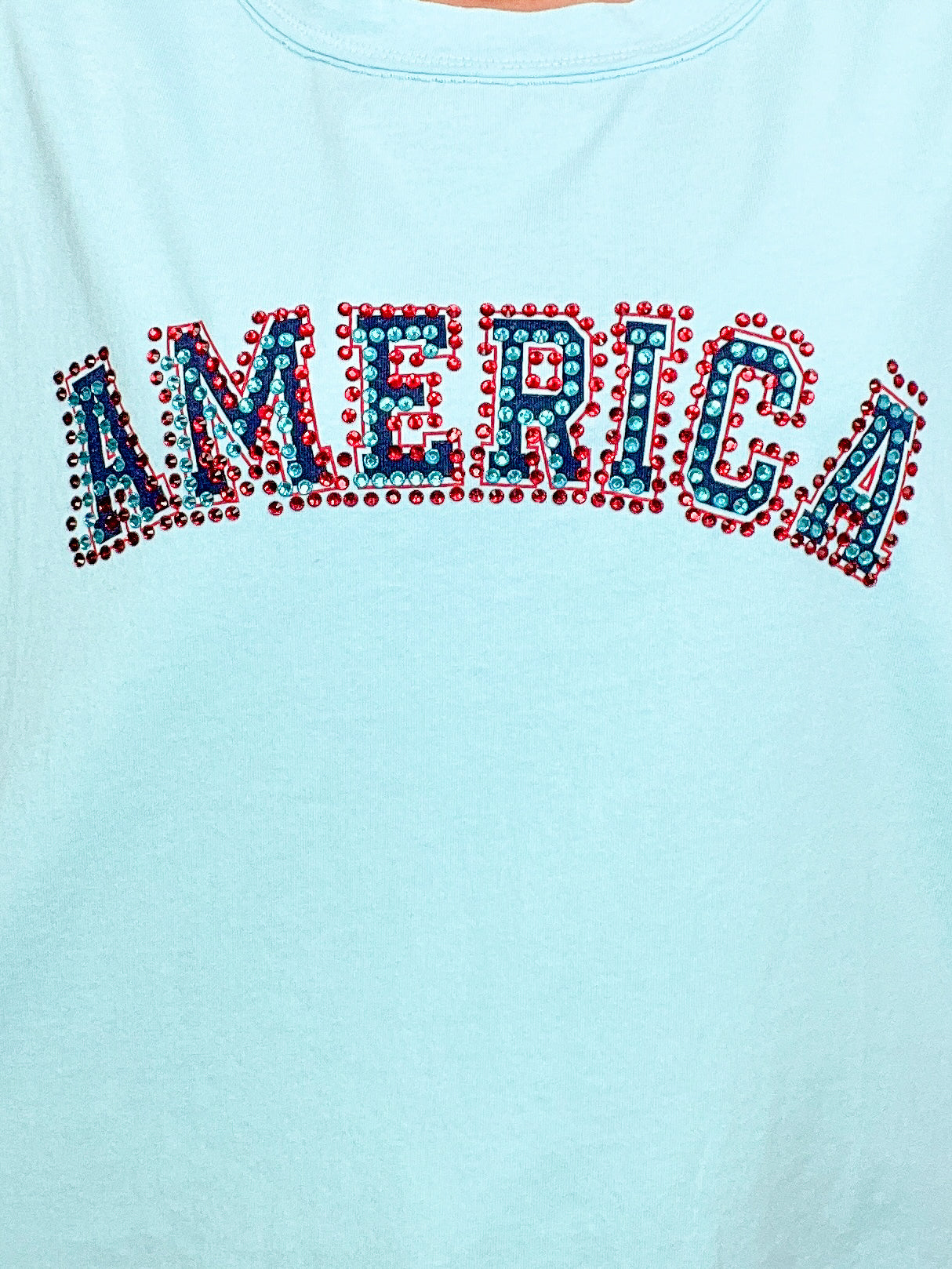 Rhinestone 'America' Cut Edge Top