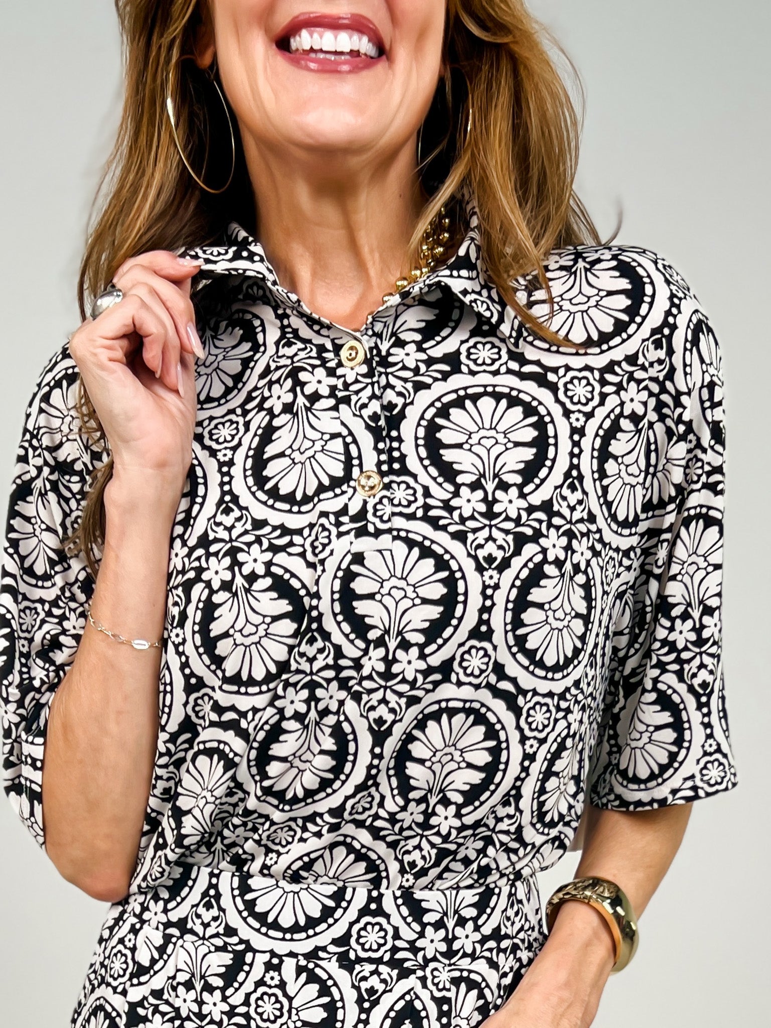 Ocean Tide Short Sleeve Top with Matching Bottoms Set