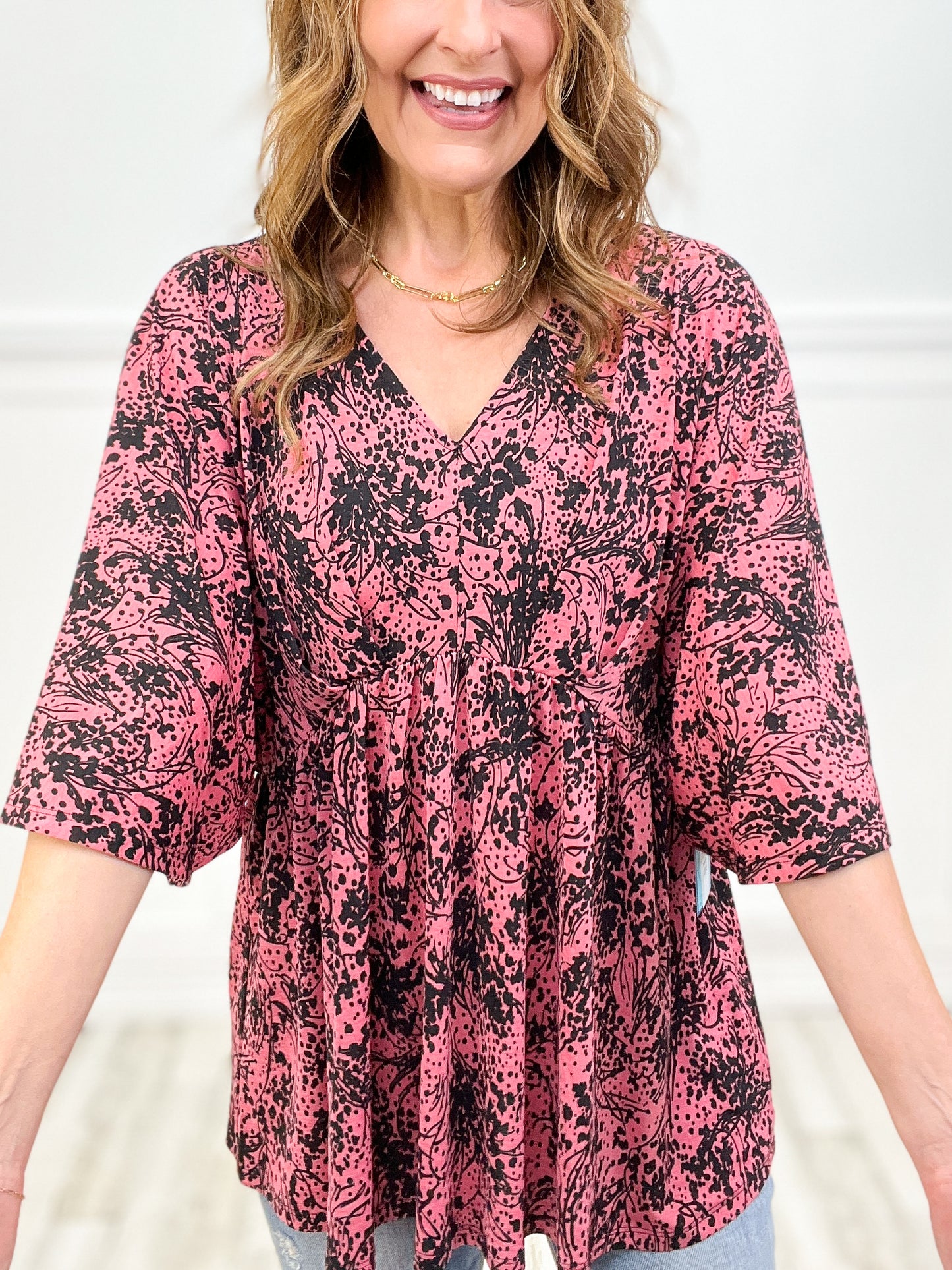 No Duh Dreamer Top with V-Neckline and Dolman Sleeves