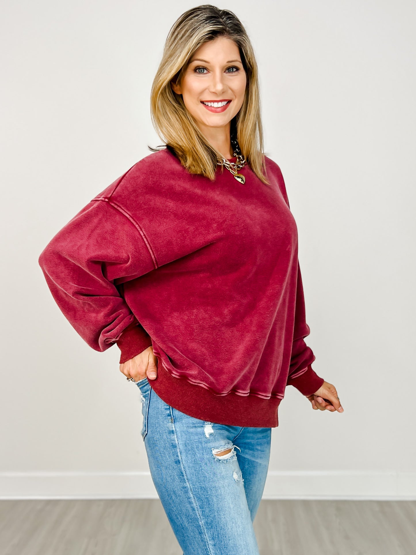 The Eleanor Mineral Wash Fleece Sweatshirt - Jewel Tones