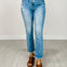 High Rise Straight Raw Hem Cropped Denim Pants