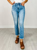 High Rise Straight Raw Hem Cropped Denim Pants
