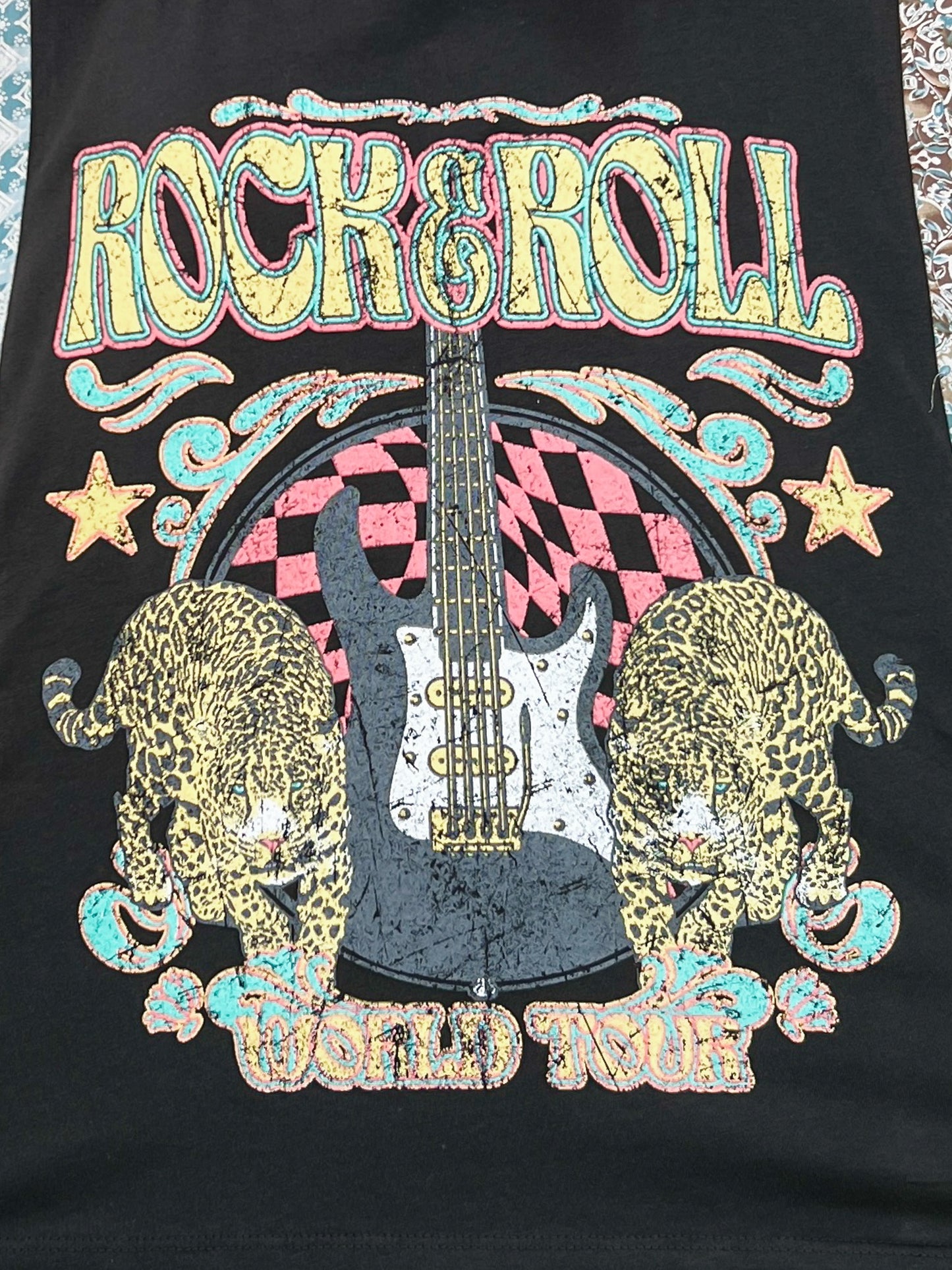 Rock & Roll World Tour Vintage Graphic Kantha Top