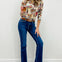 Vintage Western Print Semi Sheer Mesh Top