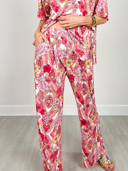 Ocean Tide Short Sleeve Top with Matching Bottoms Set
