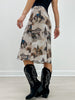 Western Cowboy Print Lined Mesh Midi Skirt