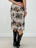 Western Cowboy Print Lined Mesh Midi Skirt