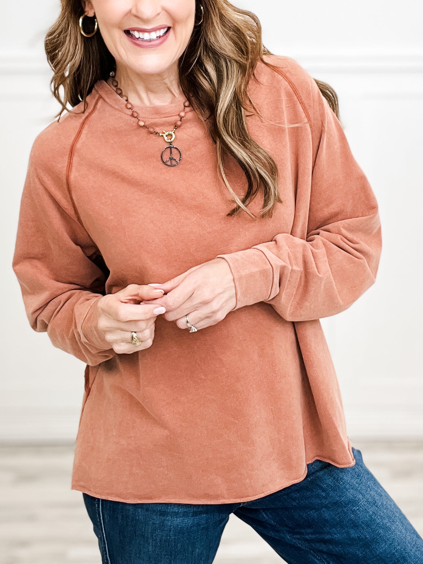 Back Strap Long Sleeve Pullover Top