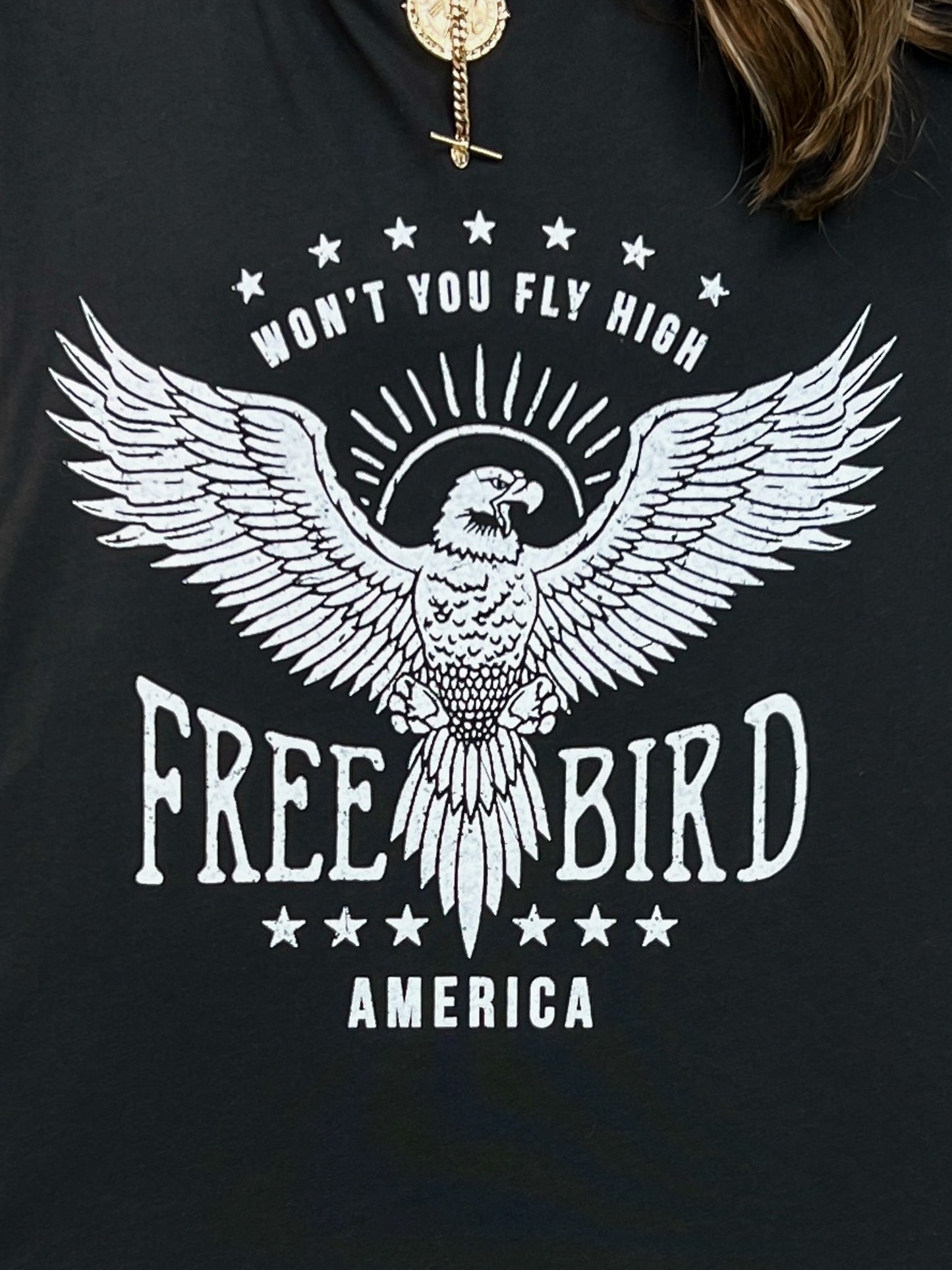Free Bird America Vintage Graphic Kantha Top